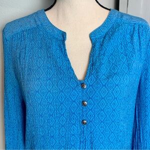 Kim Rogers Blue V-Neck Long Sleeve Top Large